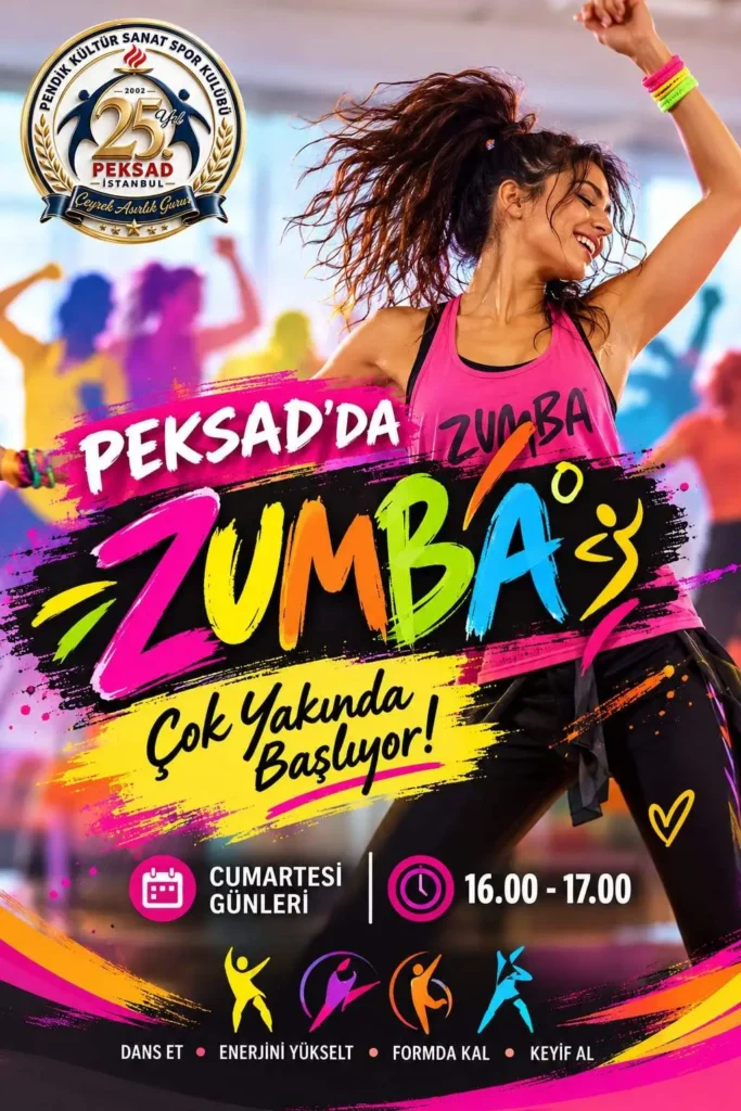 Hem formda kalmak hem de dansın enerjisini keşfetmek isteyen herkesi PEKSAD Zumba çalışmalarına davet ediyoruz.